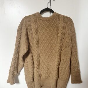 Cozy Tan Cable Knit Sweater